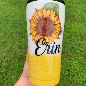 Sunflower glitter tumbler
